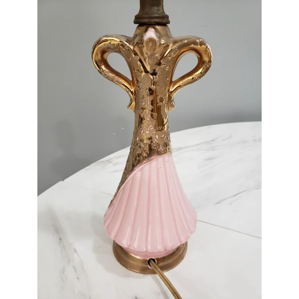 Vintage Pink / Gold Deena Barbie Style Mid‎ Century Modern Atomic Era Lamp MCM